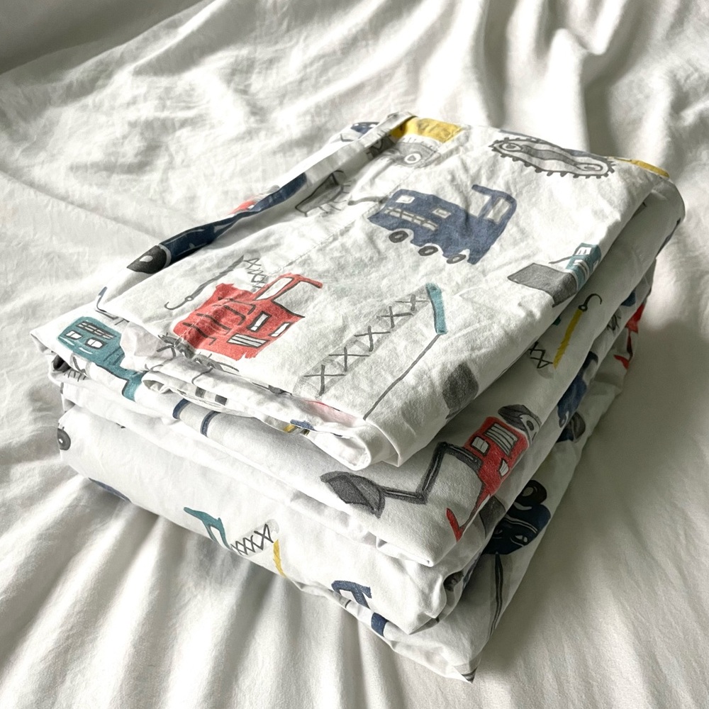 🚜 Pottery Barn Kids - Organic Cotton Twin Sheet Set - Jax Construction